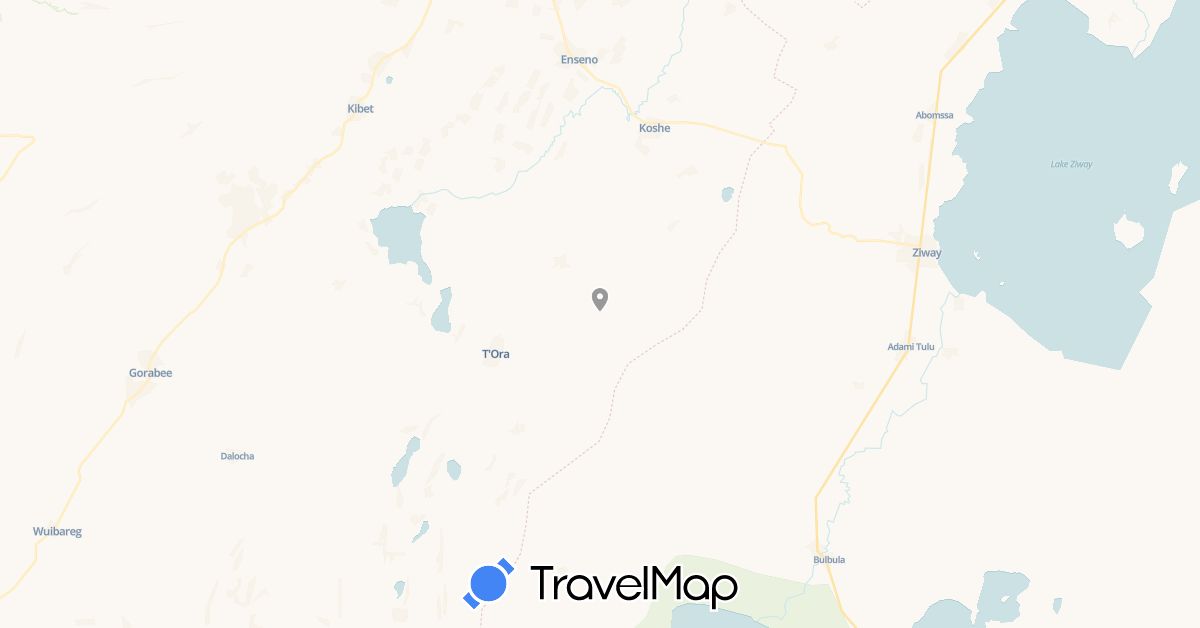 TravelMap itinerary: plane in Ethiopia (Africa)
